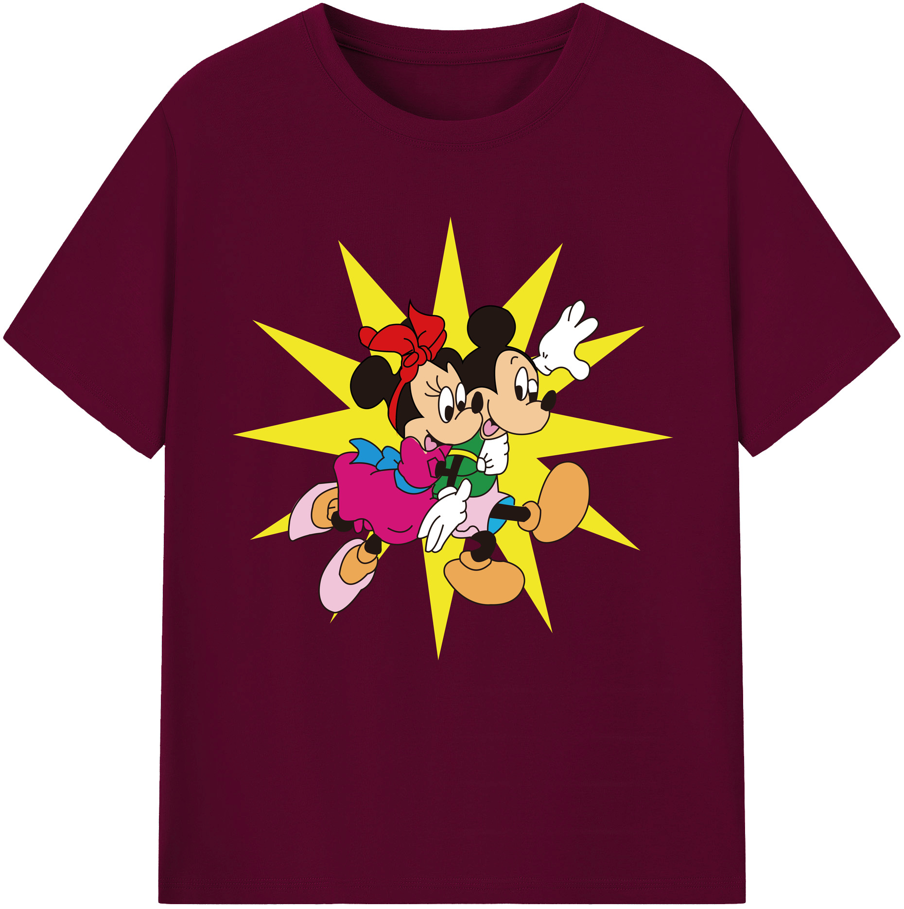 （画像用） ミッキーマウス Mickey Mouse レディースカジュアルプリントTシャツ（綿100％）